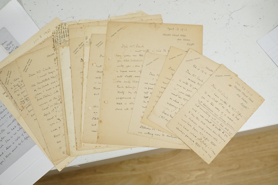 Archive of the Courthouse Farm Stud, Offham near Lewes and the Clark family, 1900-2014, including an important series of letters from Lady Anne Blunt at the Sheyk Obeyd Stud, Ain Shems, Egypt, 1912-1917, and her daughter